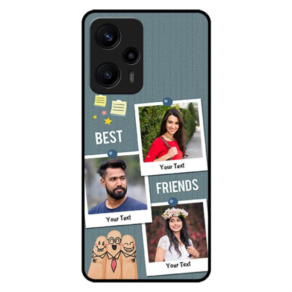 Poco F5 Personalized Glass Phone Case - Sticky Frames and Friendship Design Poco F5 Personalized Glass Phone Case - Sticky Frames and Friendship Design