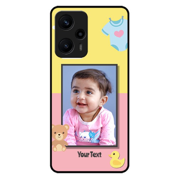 Poco F5 Photo Printing on Glass Case - Kids 2 Color Design