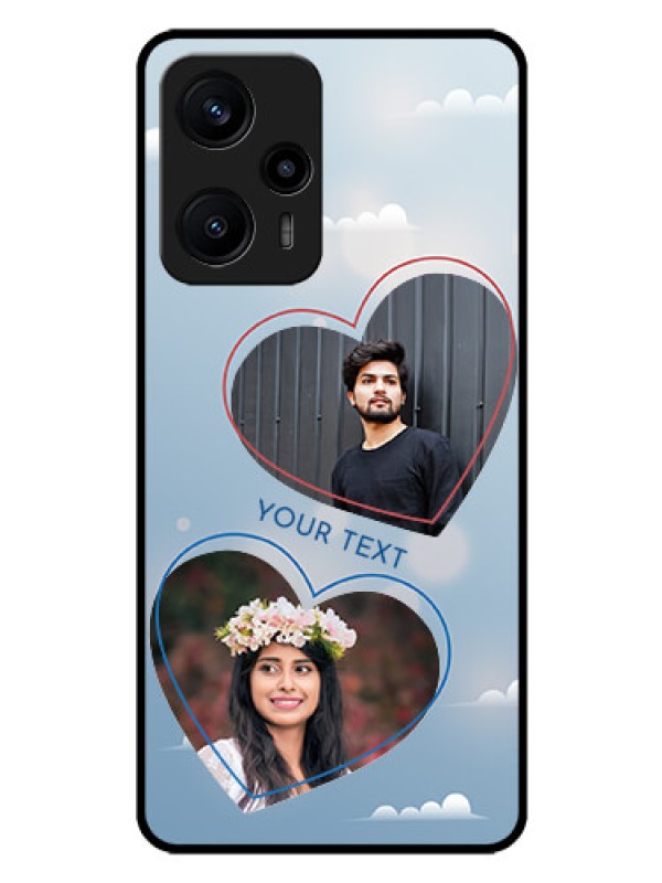 Custom Poco F5 Custom Glass Mobile Case - Blue Color Couple Design