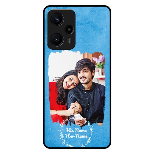 Poco F5 Custom Glass Phone Case - Blue Color Vintage Design Poco F5 Custom Glass Phone Case - Blue Color Vintage Design