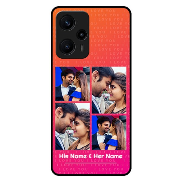 Poco F5 Custom Glass Phone Case - I Love You Pink Design