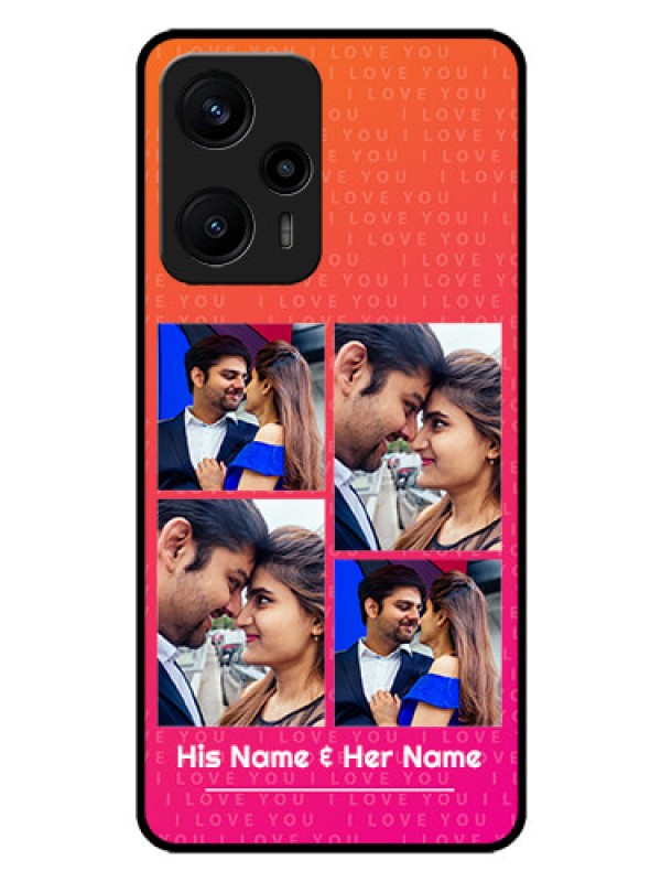 Custom Poco F5 Custom Glass Phone Case - I Love You Pink Design