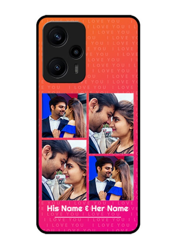 Poco F5 Custom Glass Phone Case - I Love You Pink Design