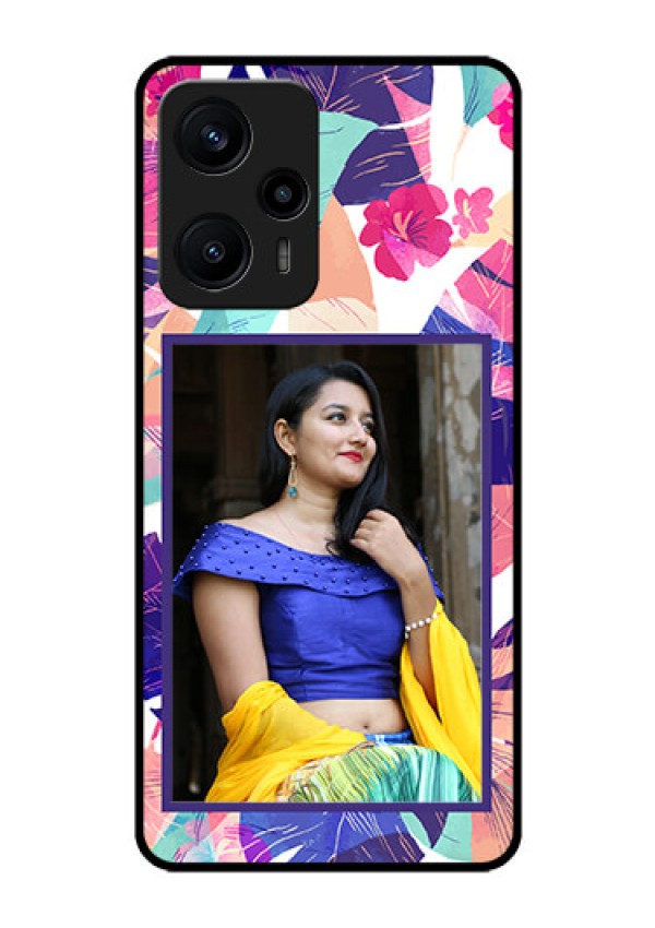 Poco F5 Custom Glass Mobile Case - Abstract Floral Design
