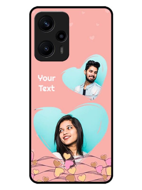 Custom Poco F5 Custom Glass Mobile Case - Love Doodle Design