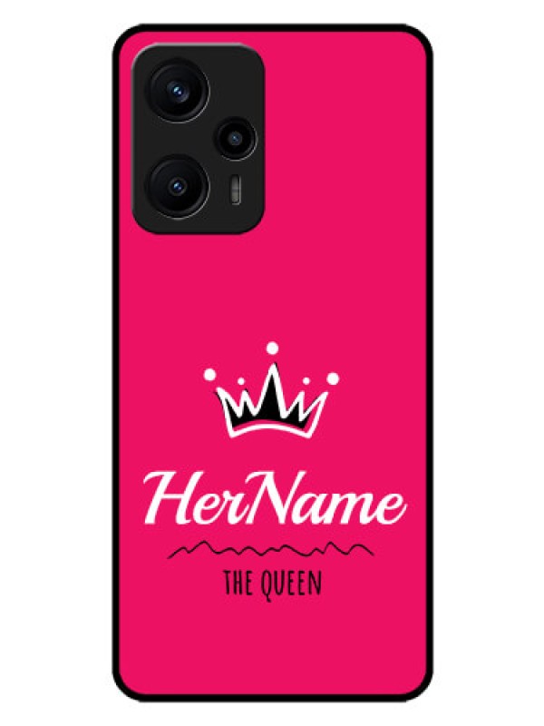 Custom Poco F5 Glass Phone Case Queen with Name