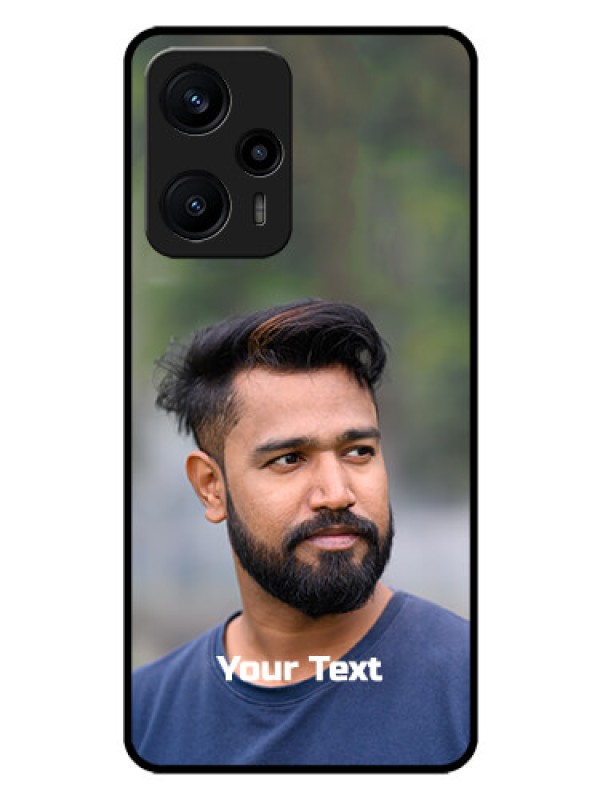 Custom Poco F5 Glass Mobile Cover: Photo with Text