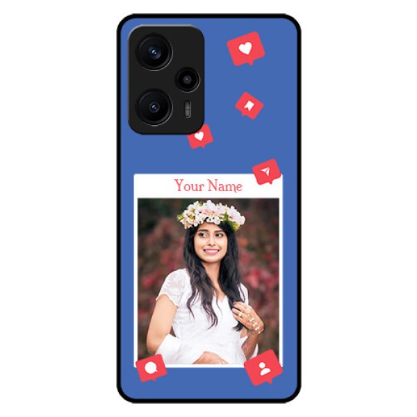 Poco F5 Custom Glass Phone Case - Like Share And Comment Design