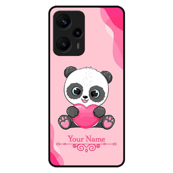 Poco F5 Custom Glass Mobile Case - Cute Panda Design