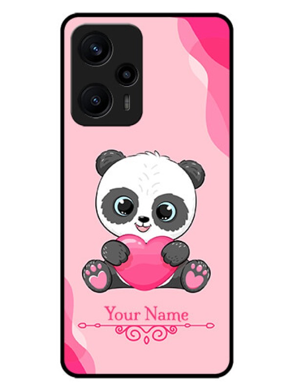 Custom Poco F5 Custom Glass Mobile Case - Cute Panda Design