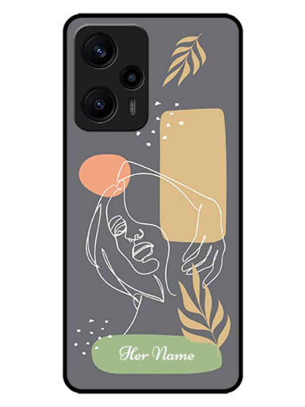 Custom Poco F5 Custom Glass Phone Case - Gazing Woman line art Design