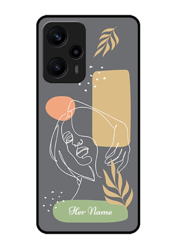 Poco F5 Custom Glass Phone Case - Gazing Woman line art Design