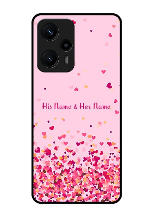 Poco F5 Photo Printing on Glass Case - Floating Hearts Design