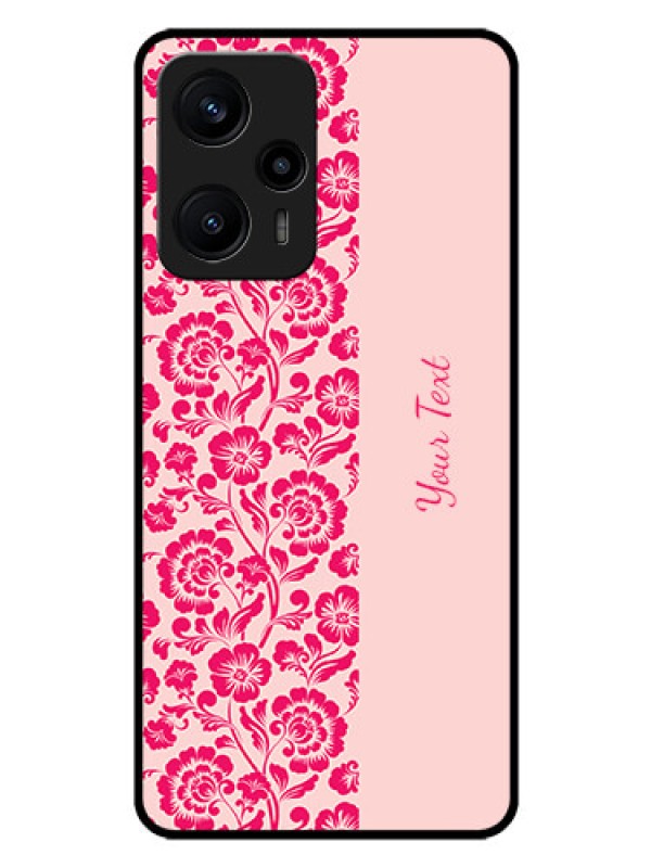 Custom Poco F5 Custom Glass Phone Case - Attractive Floral Pattern Design