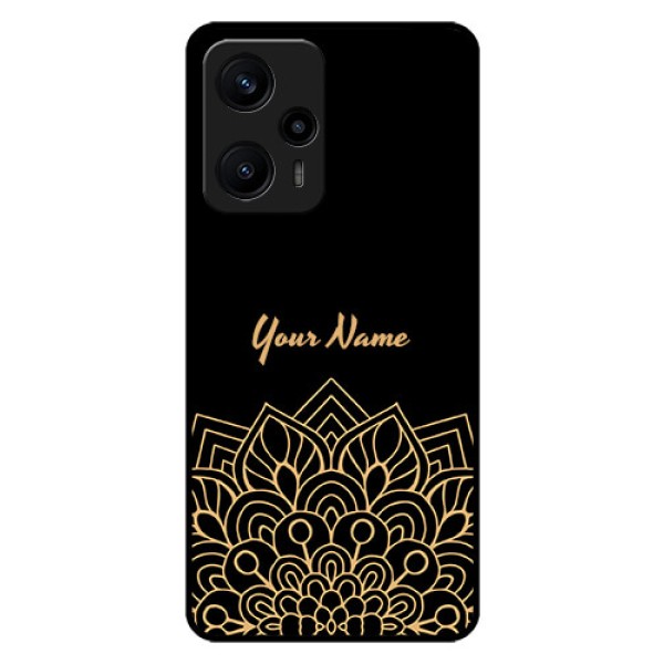 Poco F5 Custom Glass Phone Case - Golden mandala Design