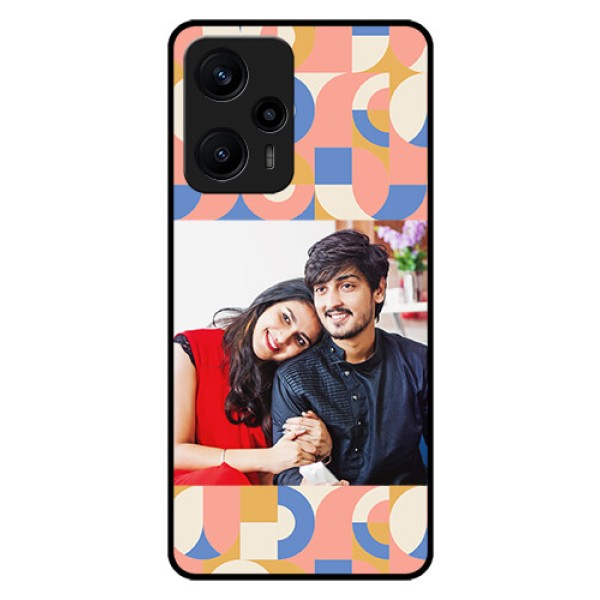 Poco F5 Photo Printing on Glass Case - Semi-circle Maze Pattern Design Poco F5 Photo Printing on Glass Case - Semi-circle Maze Pattern Design