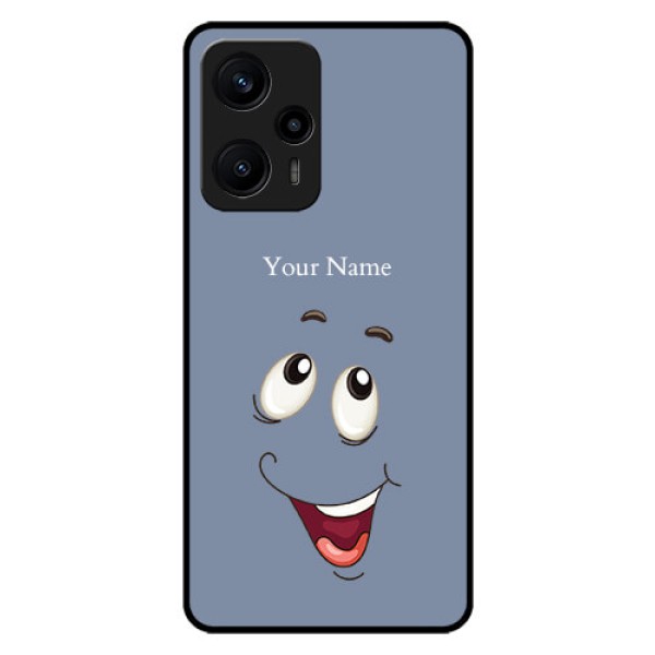 Poco F5 Photo Printing on Glass Case - Laughing Cartoon Face Design