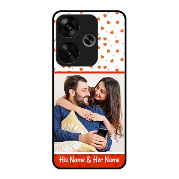 Poco F6 5G Custom Glass Phone CaseOrange Love Symbol Design