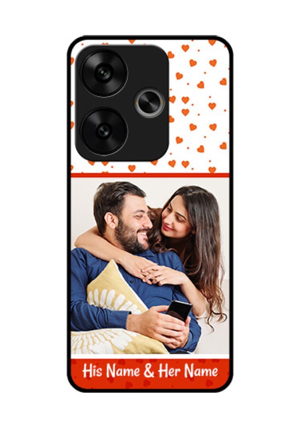 Poco F6 5G Custom Glass Phone CaseOrange Love Symbol Design