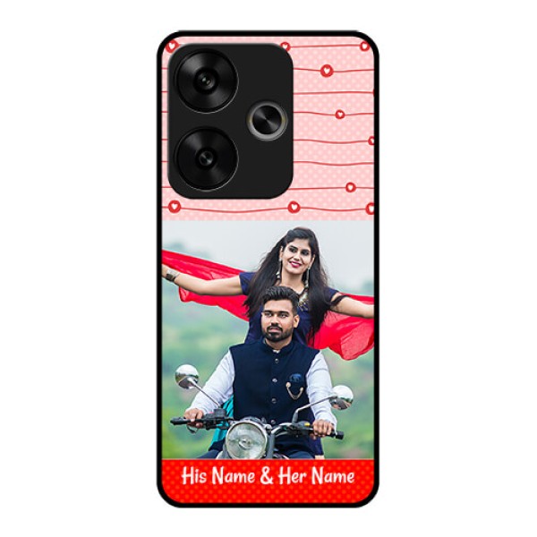 Poco F6 5G Custom Glass Phone CaseRed Pattern Case Design