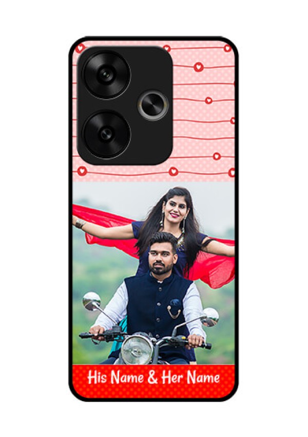Poco F6 5G Custom Glass Phone CaseRed Pattern Case Design