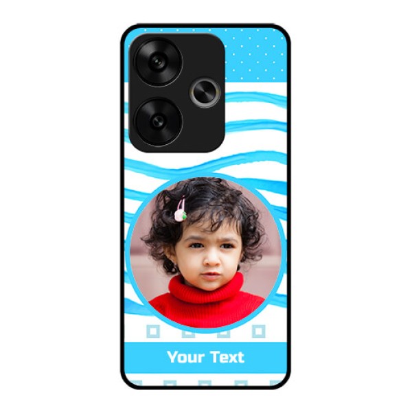 Poco F6 5G Custom Glass Phone CaseSimple Blue Case Design
