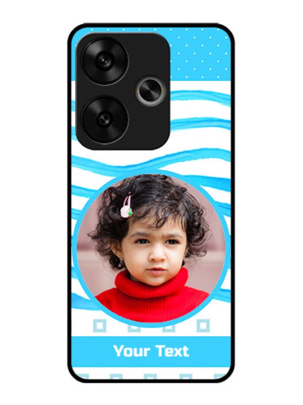 Custom Poco F6 5G Custom Glass Phone CaseSimple Blue Case Design