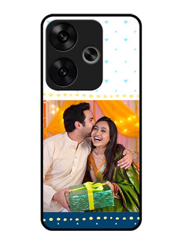 Custom Poco F6 5G Custom Glass Phone CaseWhite And Blue Abstract Design