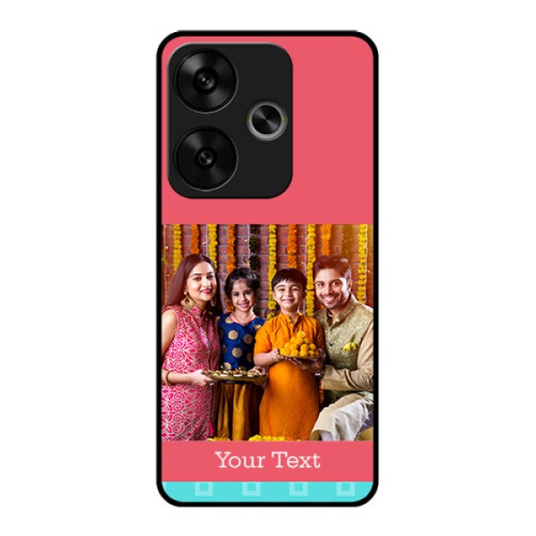 Poco F6 5G Custom Glass Phone CasePeach and Blue Color Design Poco F6 5G Custom Glass Phone CasePeach and Blue Color Design
