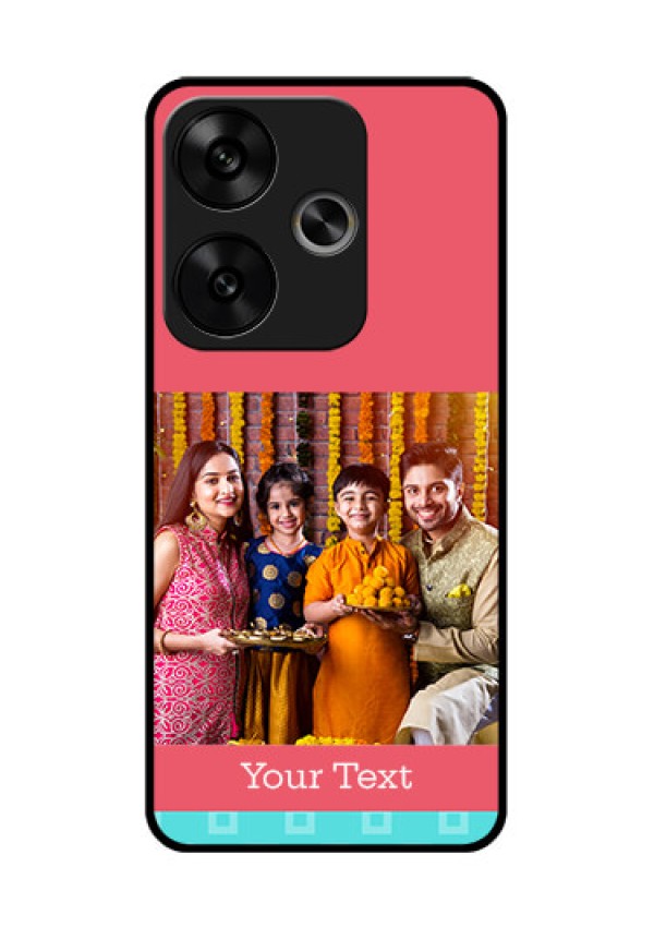 Poco F6 5G Custom Glass Phone CasePeach and Blue Color Design