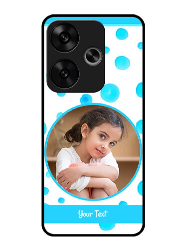 Custom Poco F6 5G Custom Glass Phone CaseBlue Bubbles Pattern Design