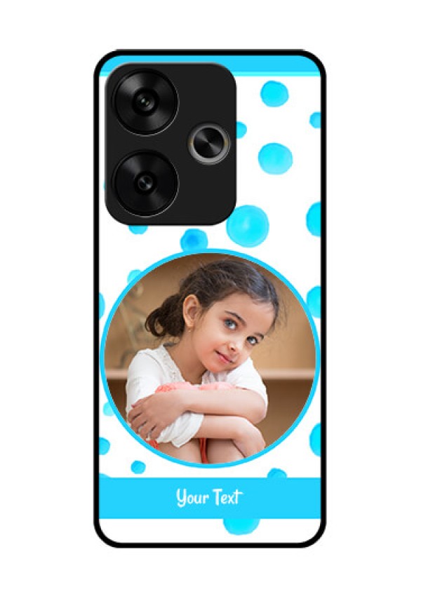 Poco F6 5G Custom Glass Phone CaseBlue Bubbles Pattern Design