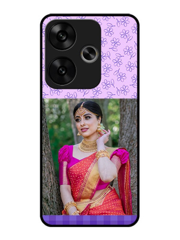 Custom Poco F6 5G Custom Glass Phone CasePurple Floral Design