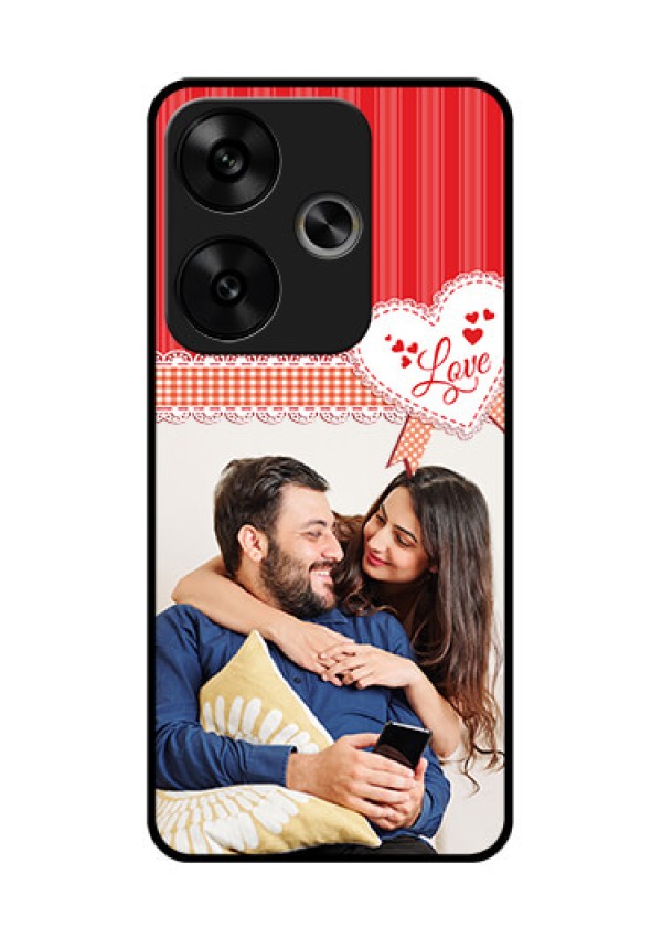 Poco F6 5G Custom Glass Phone CaseRed Love Pattern Design