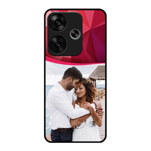 Poco F6 5G Custom Glass Phone CaseRed Abstract Design