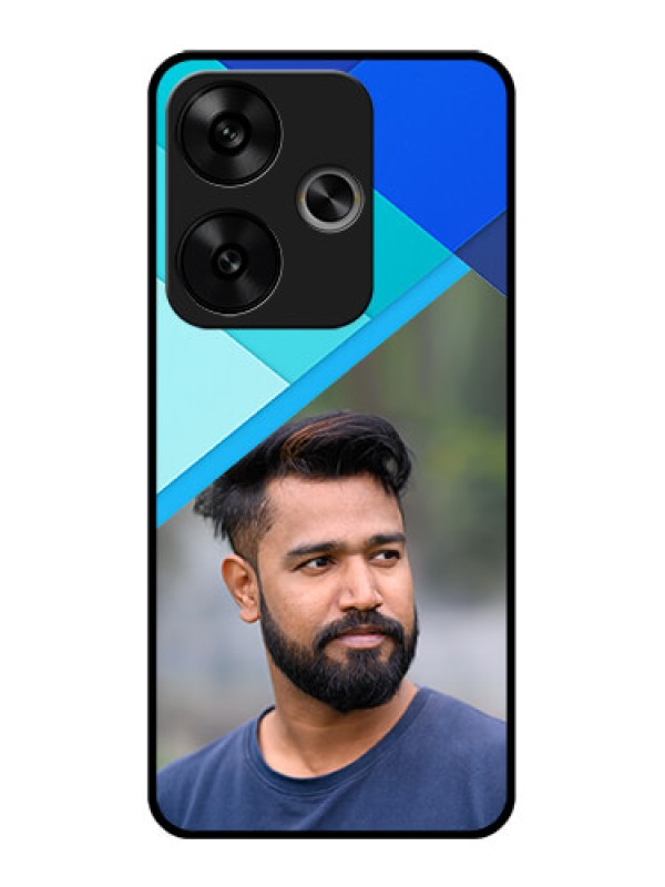 Custom Poco F6 5G Custom Glass Phone CaseBlue Pattern Design