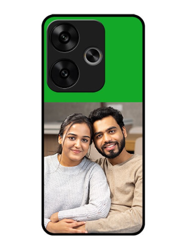 Custom Poco F6 5G Custom Glass Phone CaseGreen Pattern Design