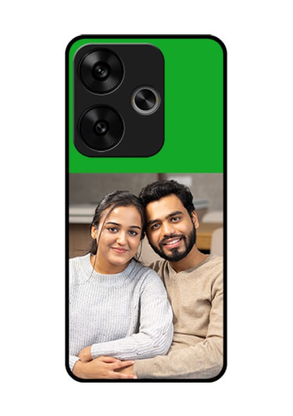 Poco F6 5G Custom Glass Phone CaseGreen Pattern Design