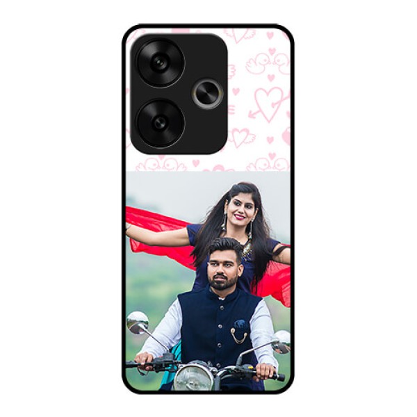 Poco F6 5G Custom Glass Phone CasePink Flying Heart Design