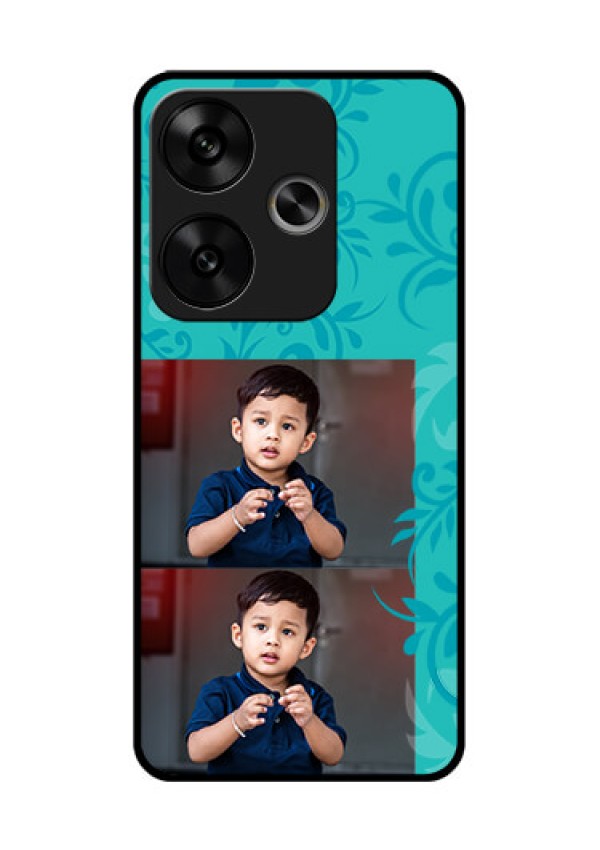 Poco F6 5G Custom Glass Phone CaseWith Photo And Green Floral Design
