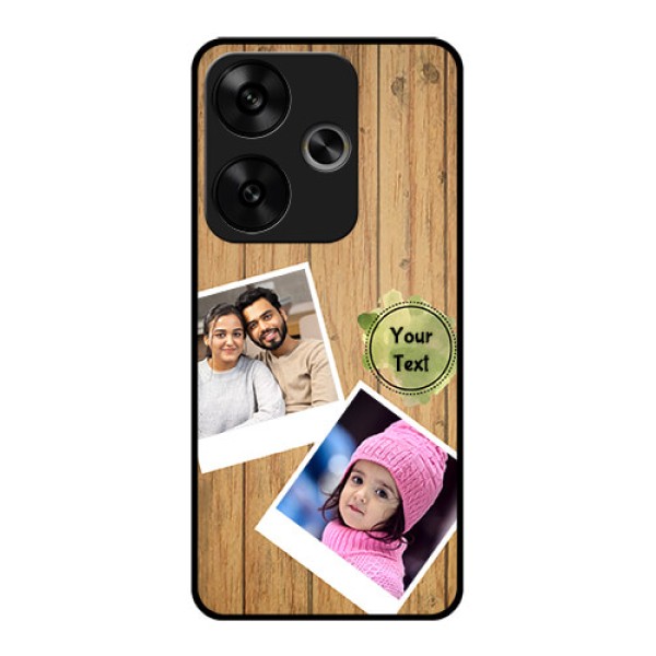 Poco F6 5G Custom Glass Phone CaseWooden Texture Design