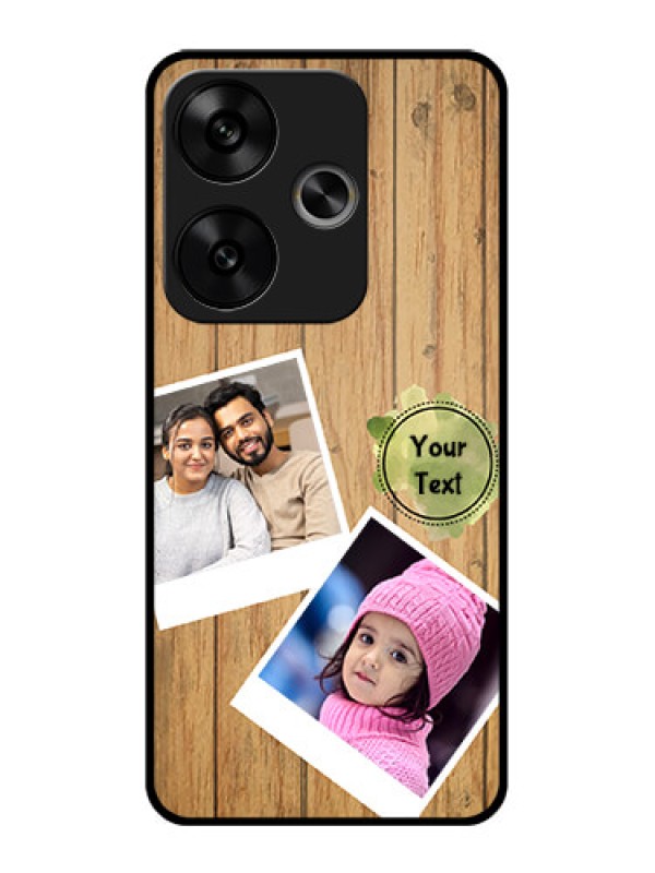 Custom Poco F6 5G Custom Glass Phone CaseWooden Texture Design