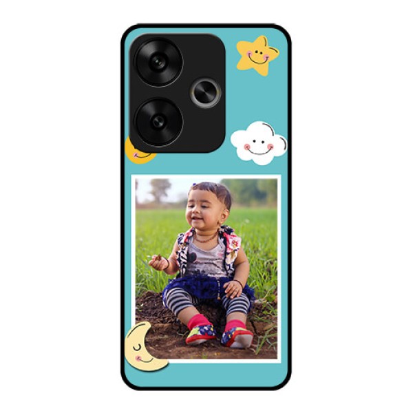 Poco F6 5G Custom Glass Phone CaseSmiley Kids Stars Design