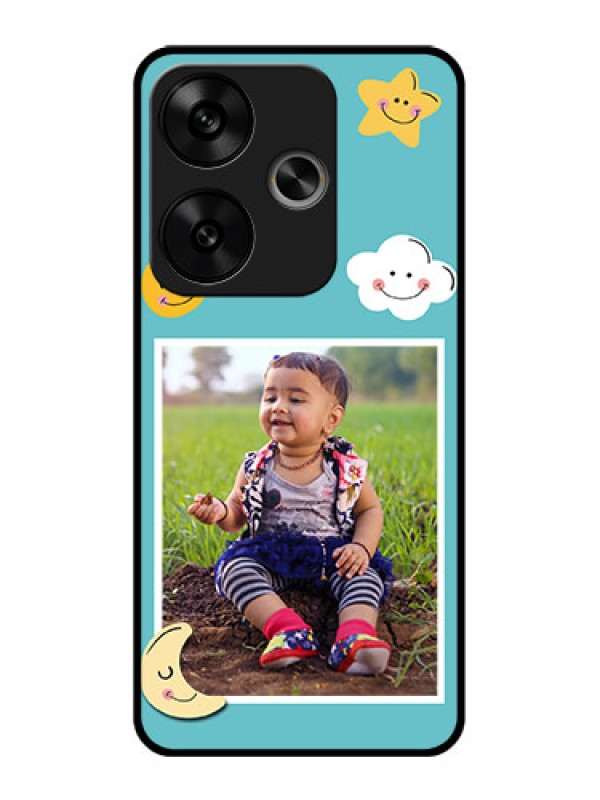 Custom Poco F6 5G Custom Glass Phone CaseSmiley Kids Stars Design