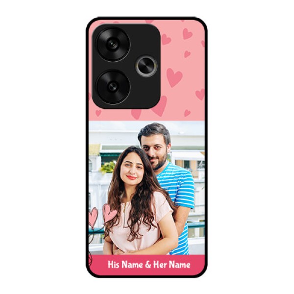 Poco F6 5G Custom Glass Phone CaseLove Design Peach Color