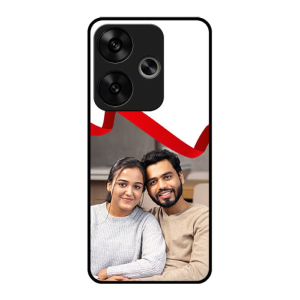 Poco F6 5G Custom Glass Phone CaseRed Ribbon Frame Design
