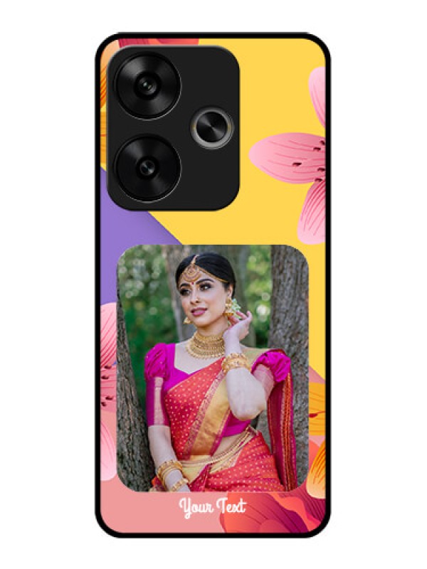 Custom Poco F6 5G Custom Glass Phone Case3 Image With Vintage Floral Design