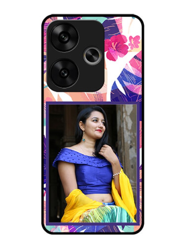 Custom Poco F6 5G Custom Glass Phone CaseAbstract Floral Design