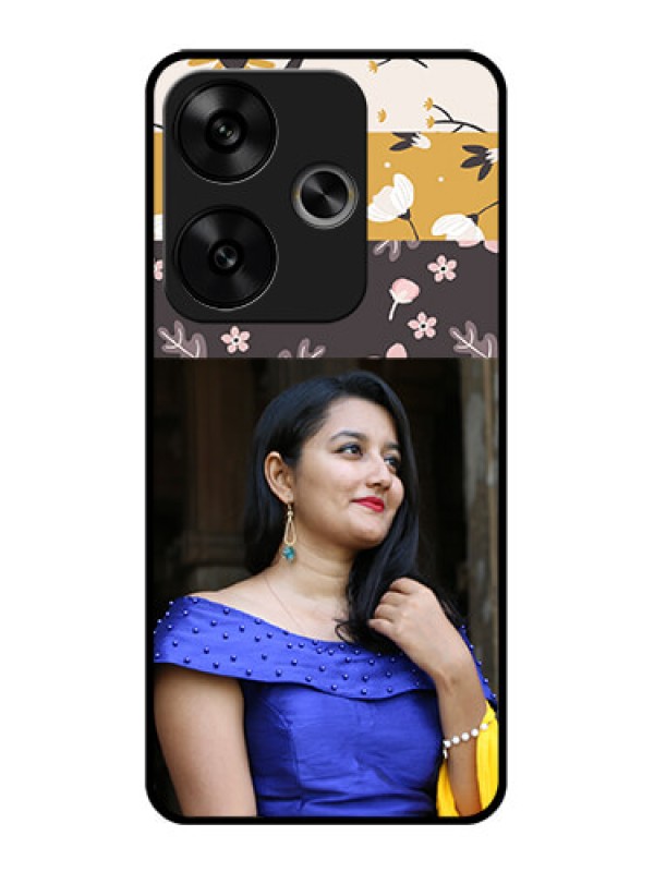 Custom Poco F6 5G Custom Glass Phone CaseStylish Floral Design