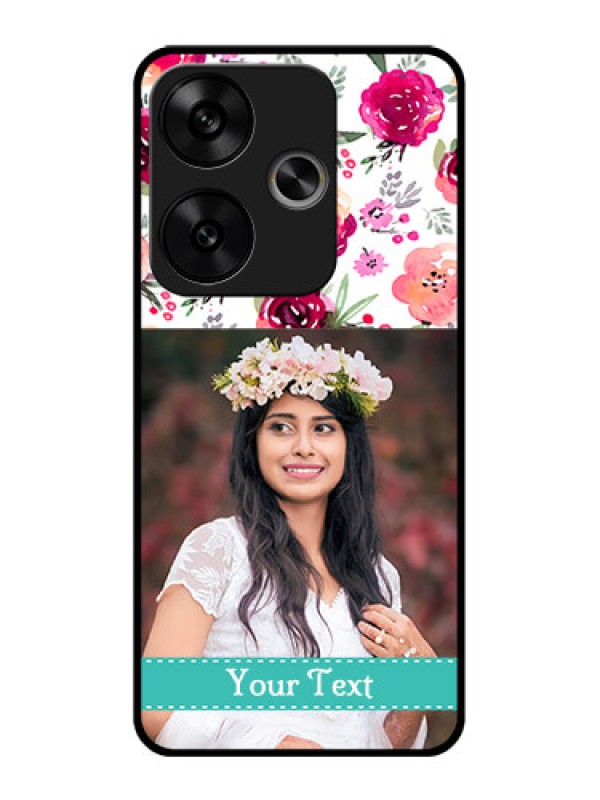 Custom Poco F6 5G Custom Glass Phone CaseWater Colors Floral Design